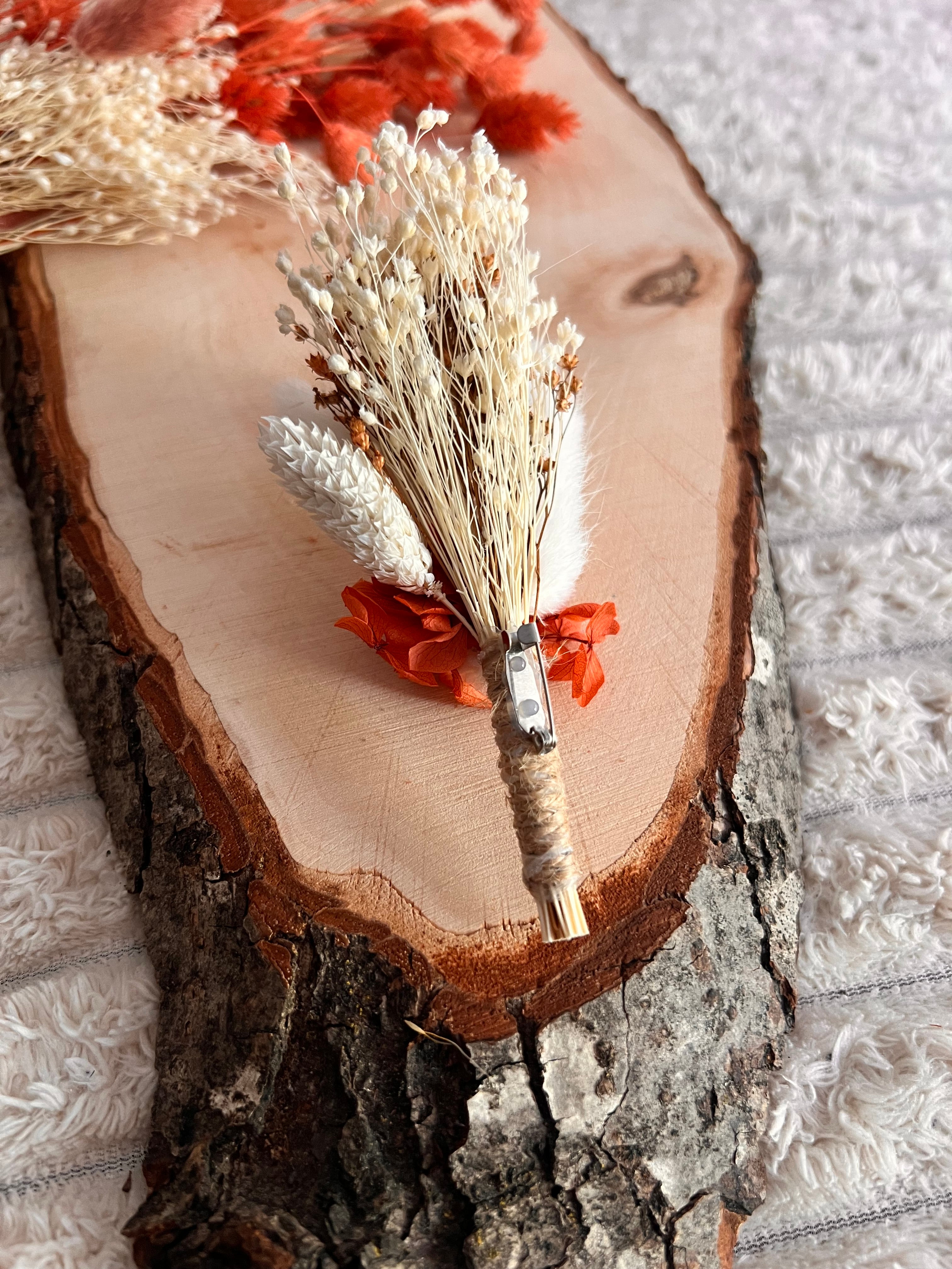 🌸 Boutonnière Homme Terracotta en Fleurs séchées 🌸 Collection ALBA