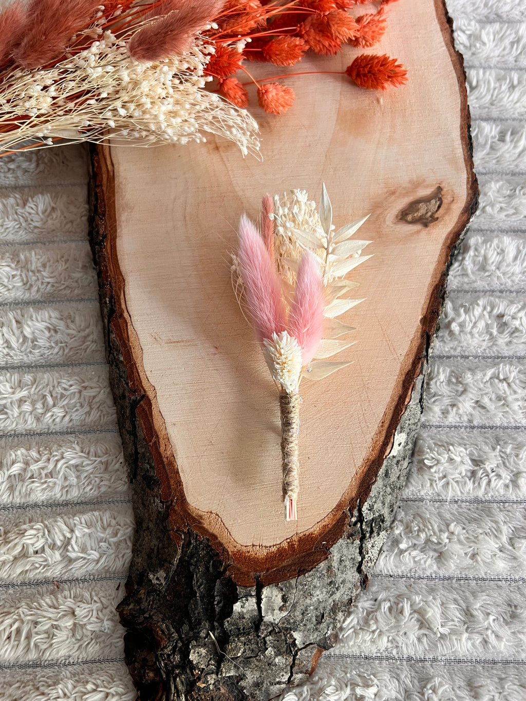 Boutonnière Homme en Fleurs Séchées | Rose Poudré | Mariage & Cérémonie