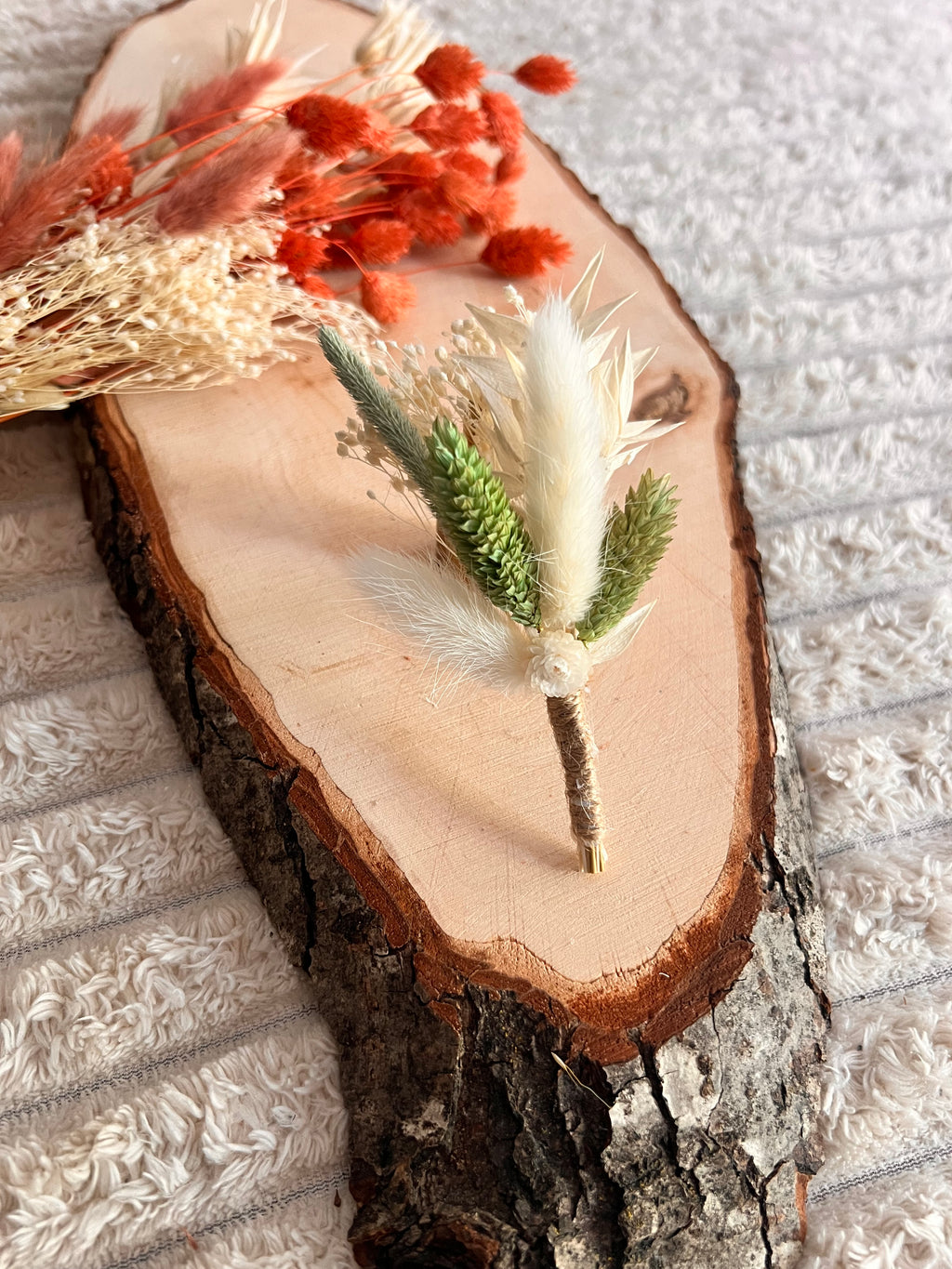 Boutonnière Homme en Fleurs Séchées | Vert Sauge | Mariage & Cérémonie
