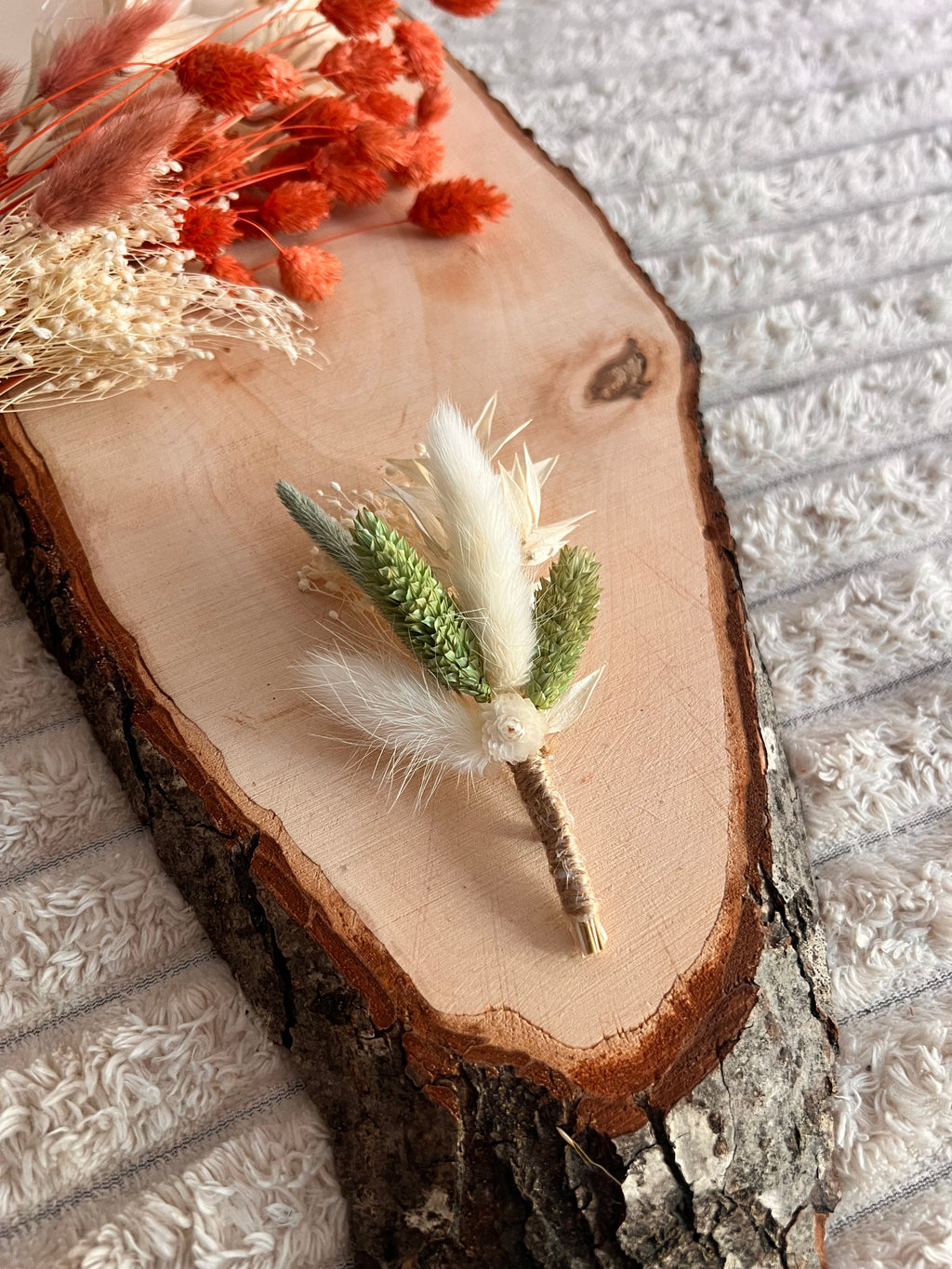 Boutonnière Homme en Fleurs Séchées | Vert Sauge | Mariage & Cérémonie