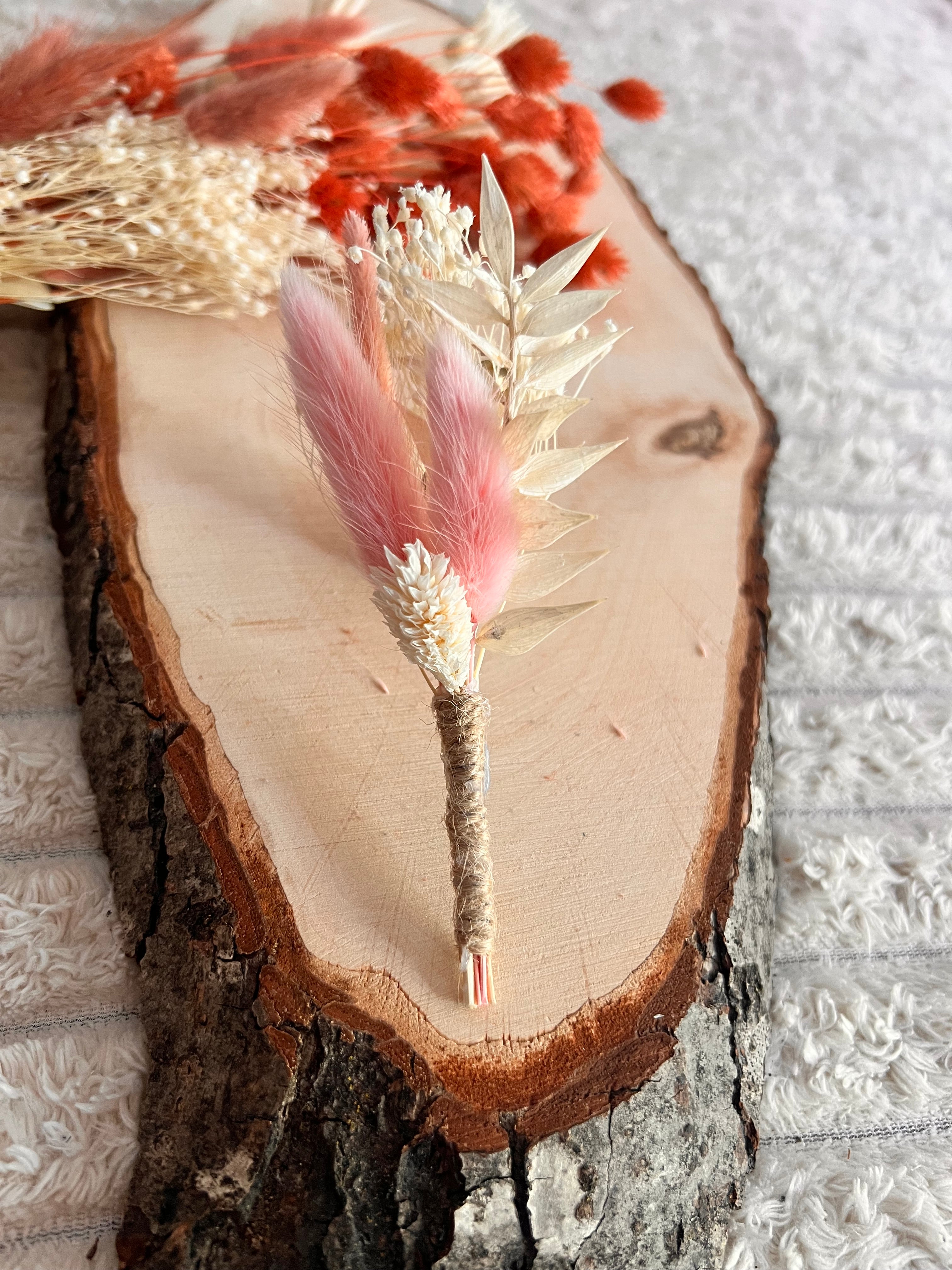 Boutonnière Homme en Fleurs Séchées | Rose Poudré | Mariage & Cérémonie