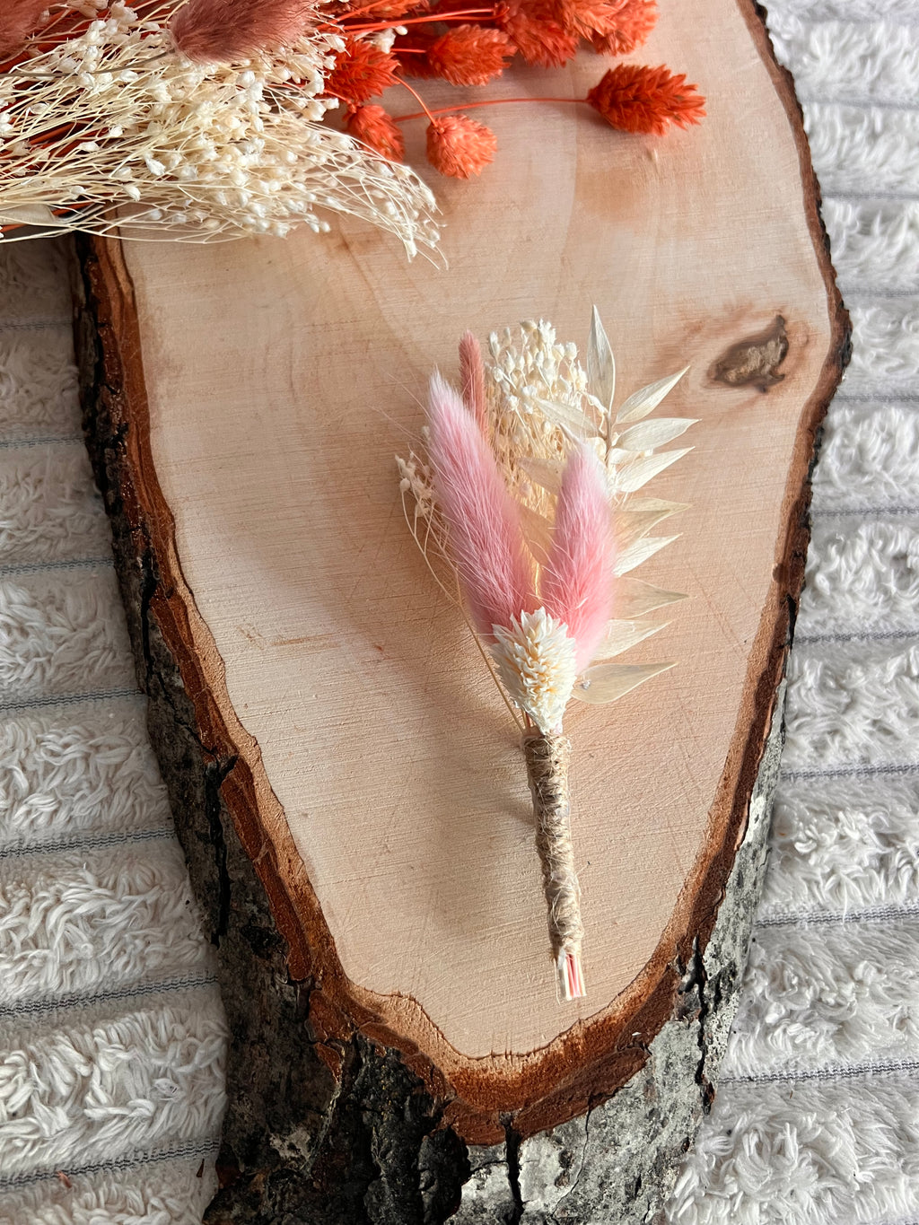 Boutonnière Homme en Fleurs Séchées | Rose Poudré | Mariage & Cérémonie