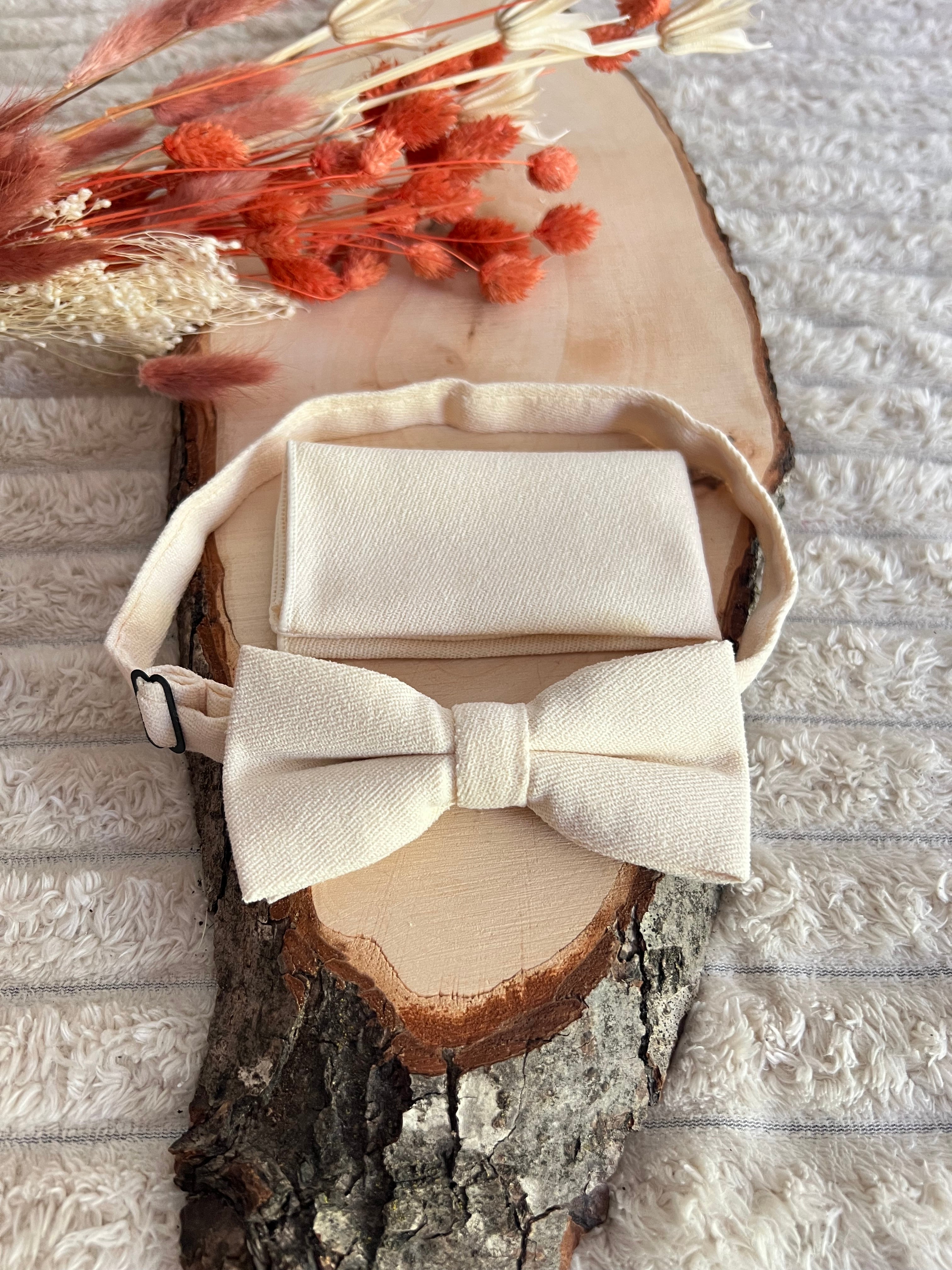Pack Noeud papillon et sa pochette Blanc ivoire - Collection Bianca