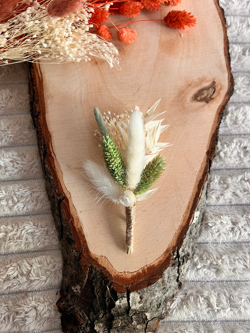 Boutonnière Homme en Fleurs Séchées | Vert Sauge | Mariage & Cérémonie
