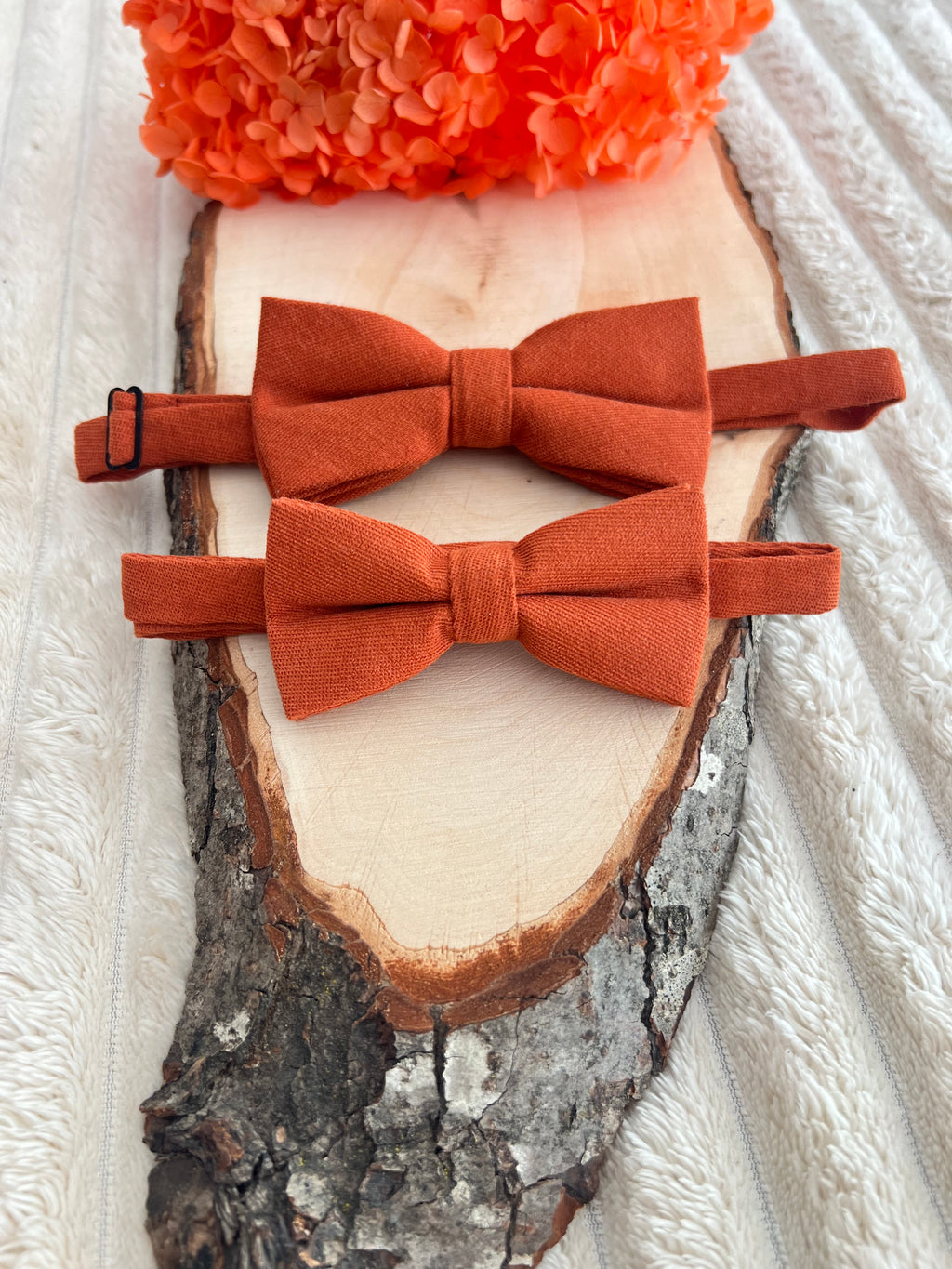 🧡 Lot nœuds papillon Père & Fils – Terracotta 🧡