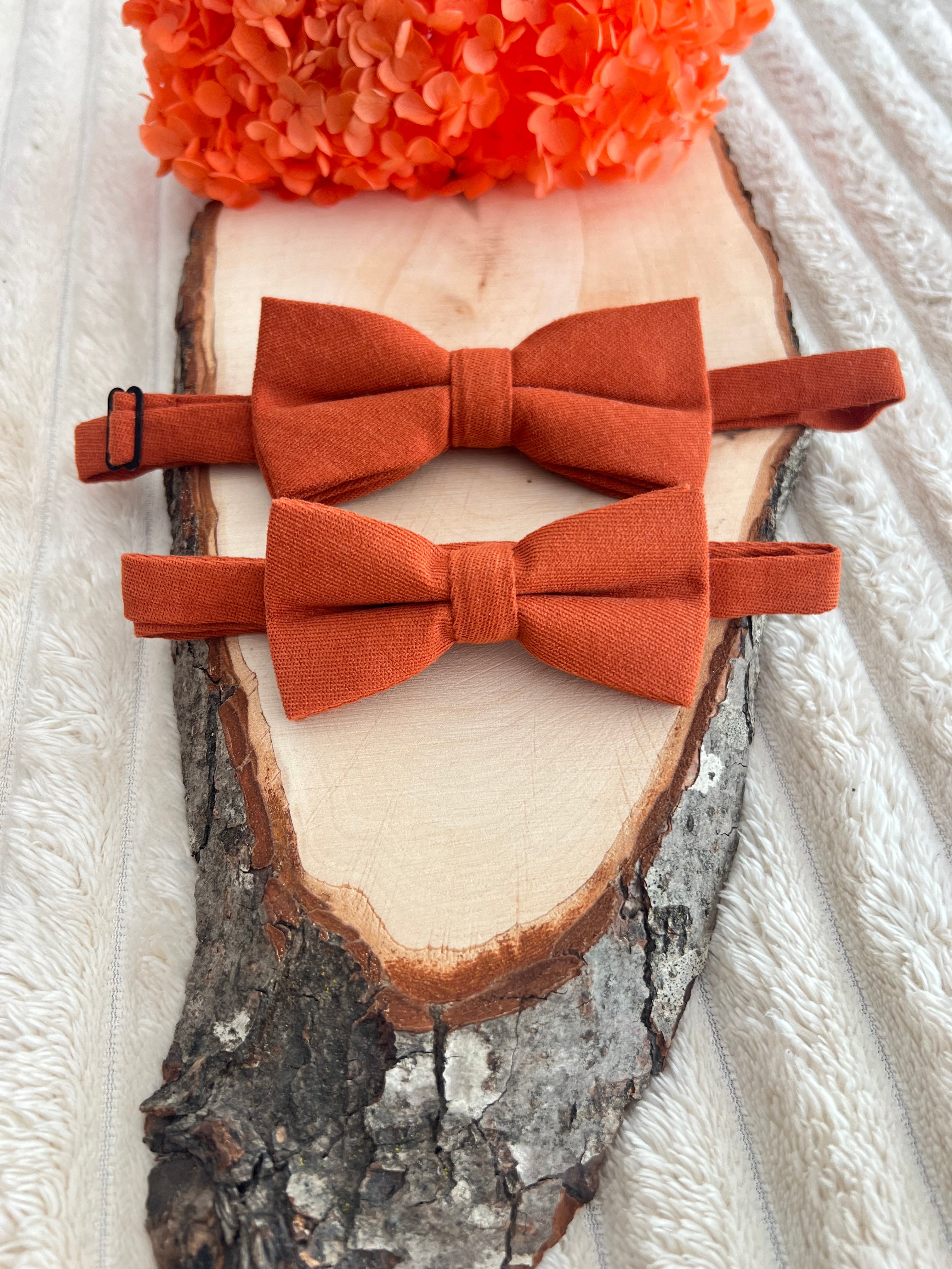 🧡 Lot nœuds papillon Père & Fils – Terracotta 🧡