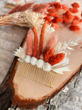 Peigne de Cérémonie en Fleurs Séchées | Terracotta et Blanc | Femme