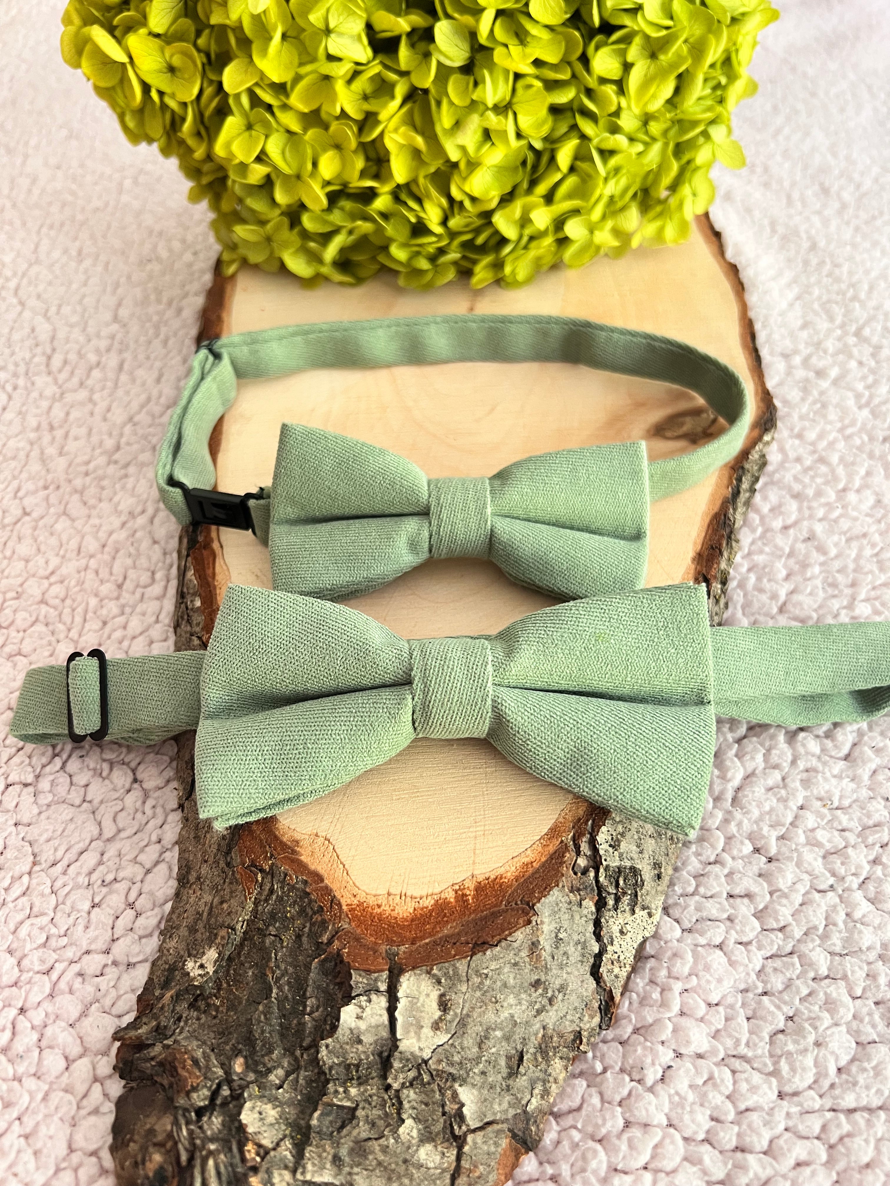 🌿 Lot nœuds papillon - Père & Fils – Vert sauge 🌿