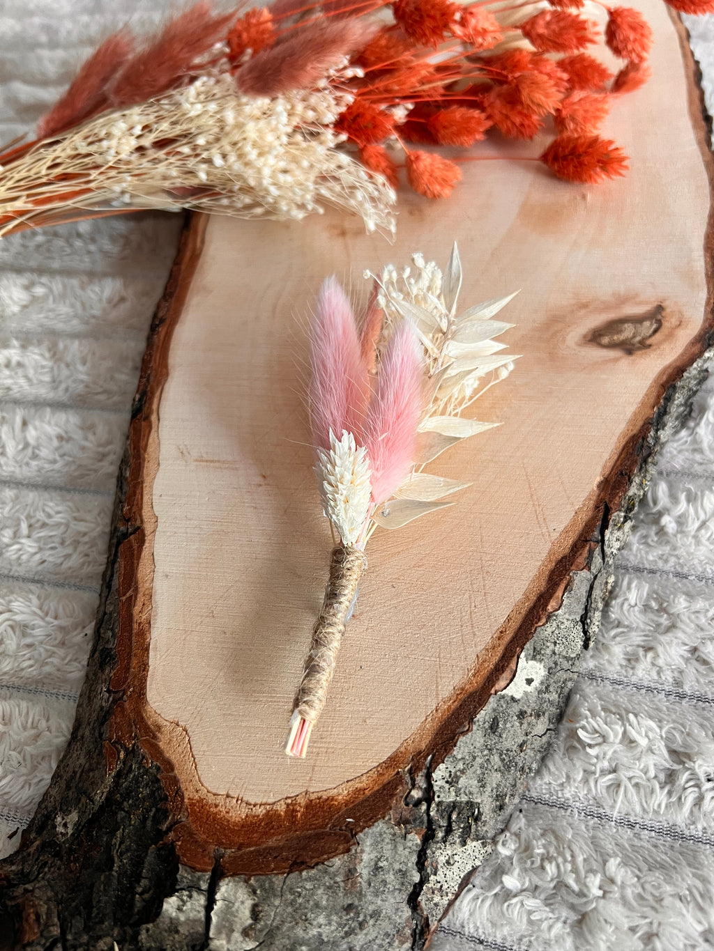 Boutonnière Homme en Fleurs Séchées | Rose Poudré | Mariage & Cérémonie