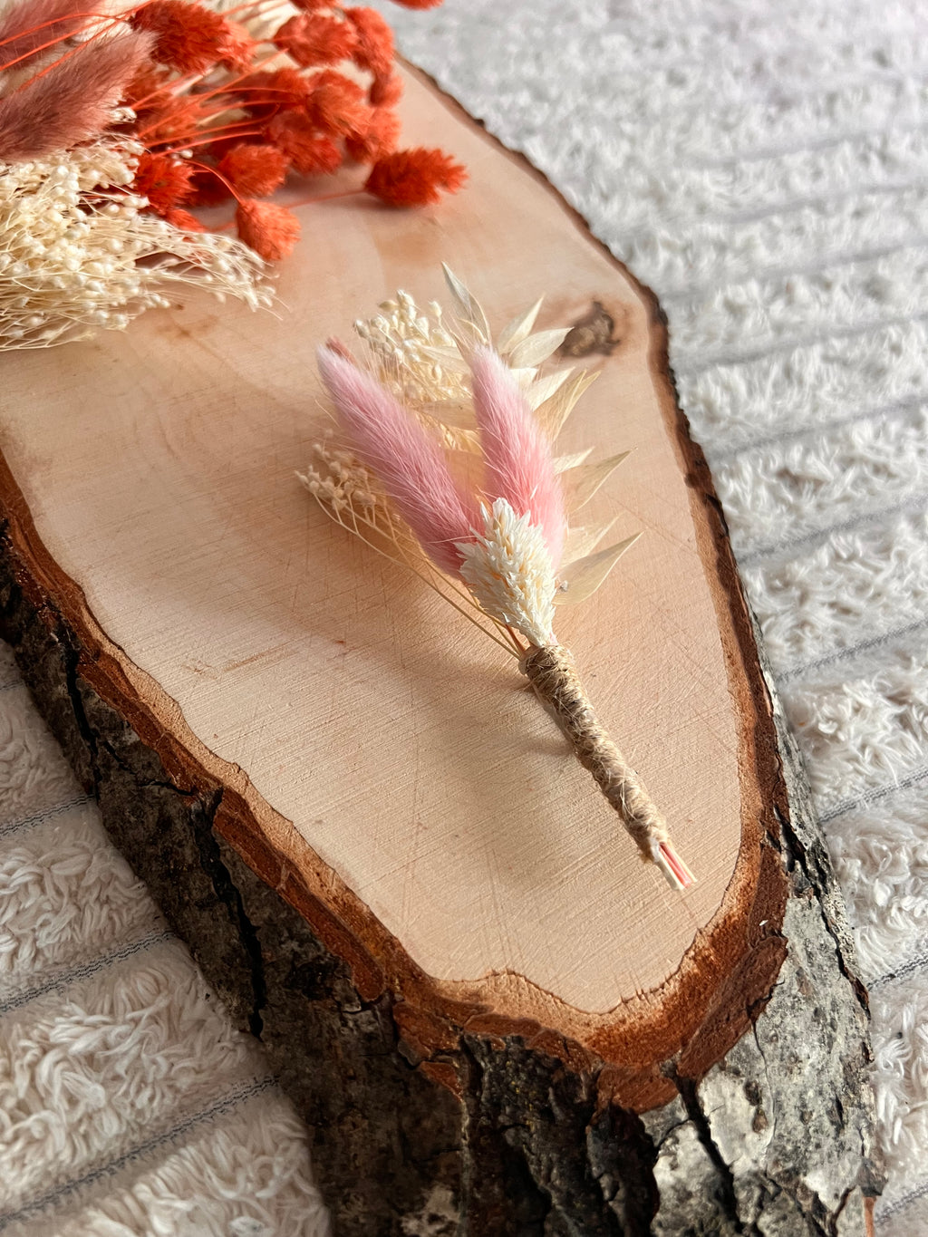 Boutonnière Homme en Fleurs Séchées | Rose Poudré | Mariage & Cérémonie