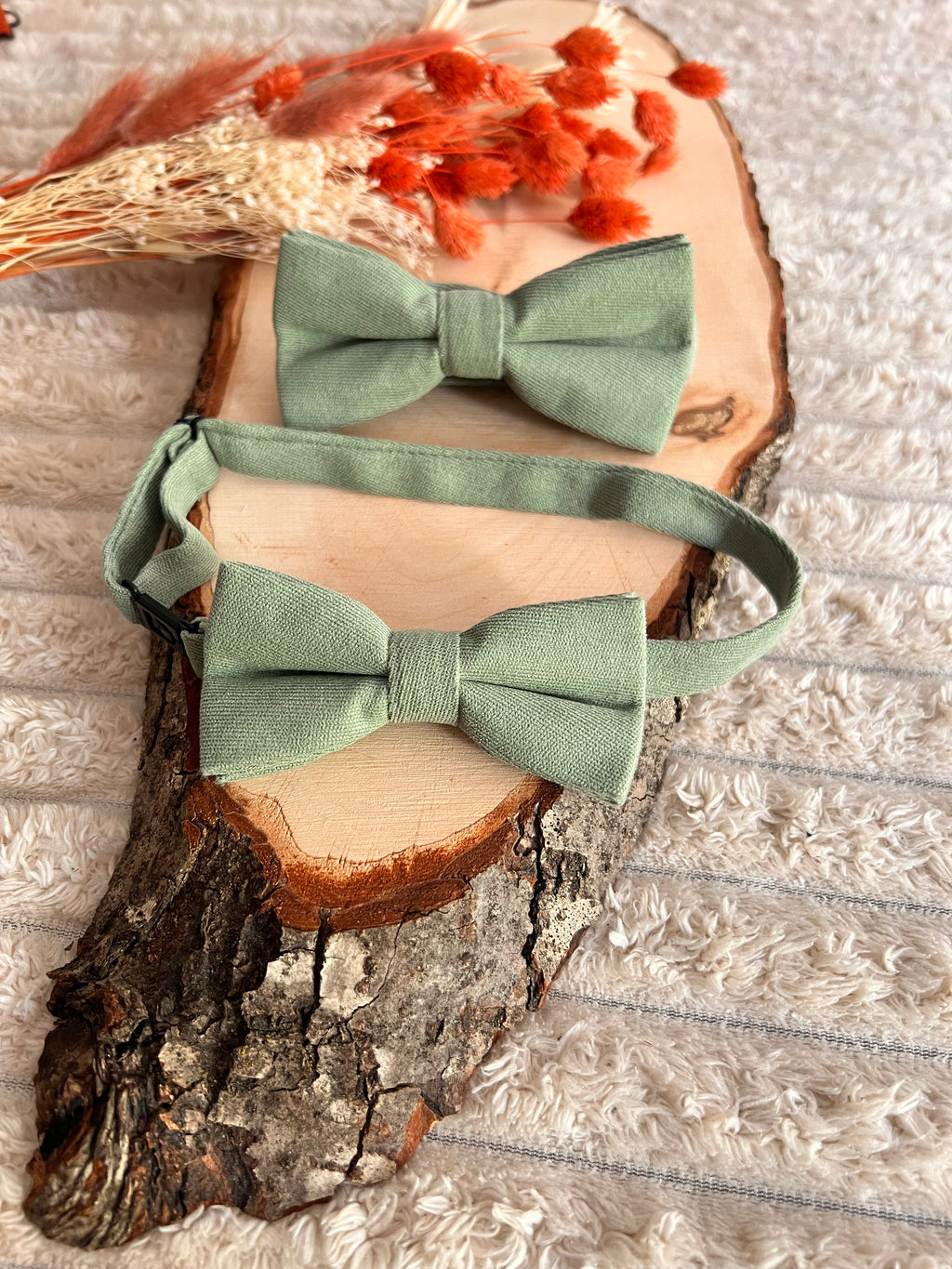 🌿 Lot nœuds papillon - Père & Fils – Vert sauge 🌿