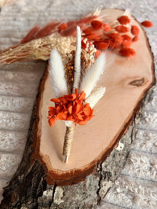 🌸 Boutonnière Homme Terracotta en Fleurs séchées 🌸 Collection ALBA