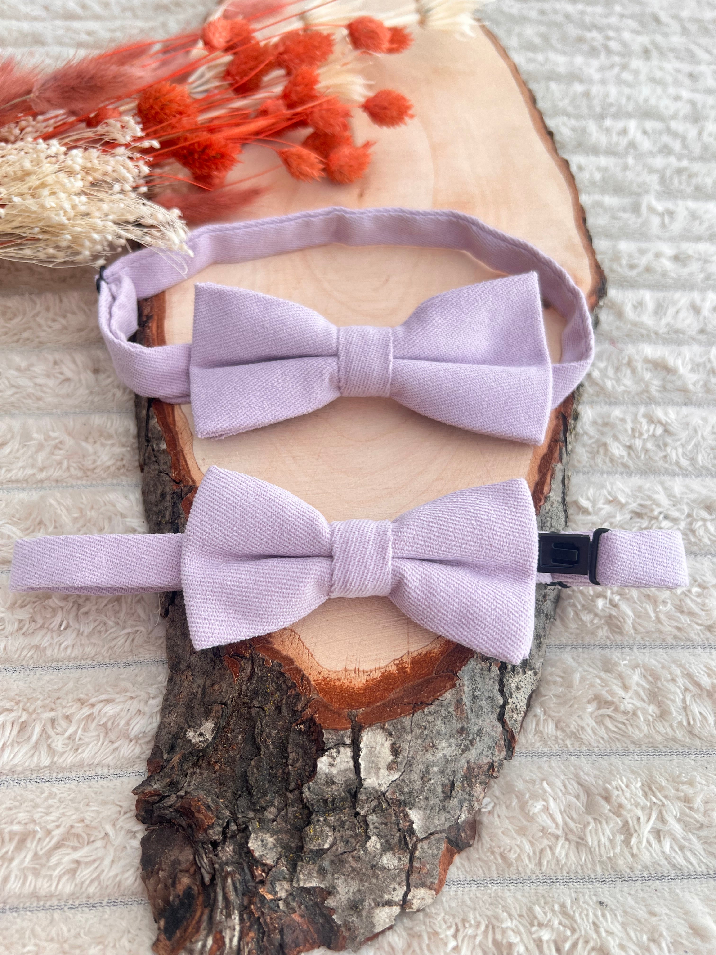 Lot noeuds papillon Père & Fils Lilas - Collection Lena