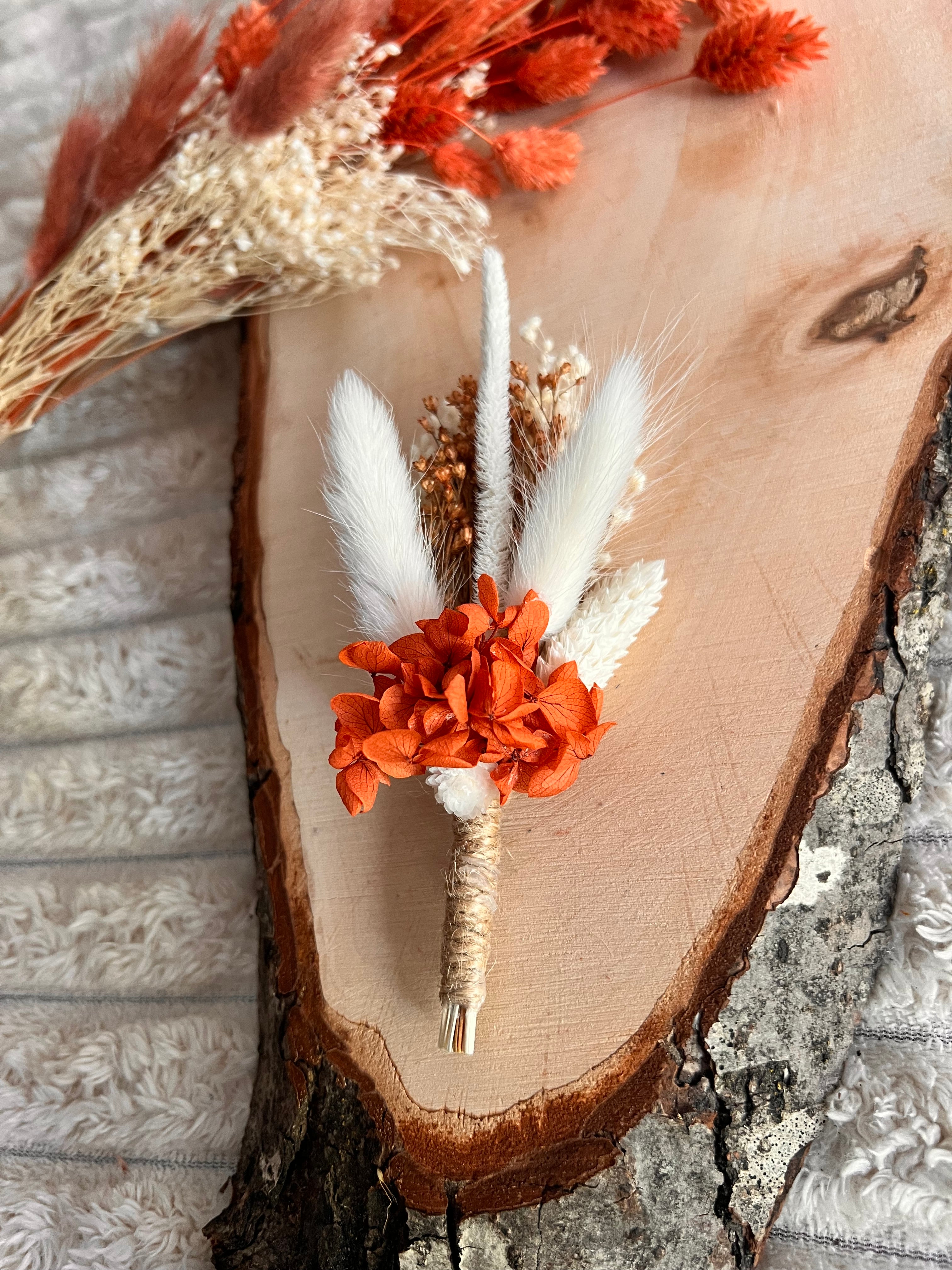 🌸 Boutonnière Homme Terracotta en Fleurs séchées 🌸 Collection ALBA