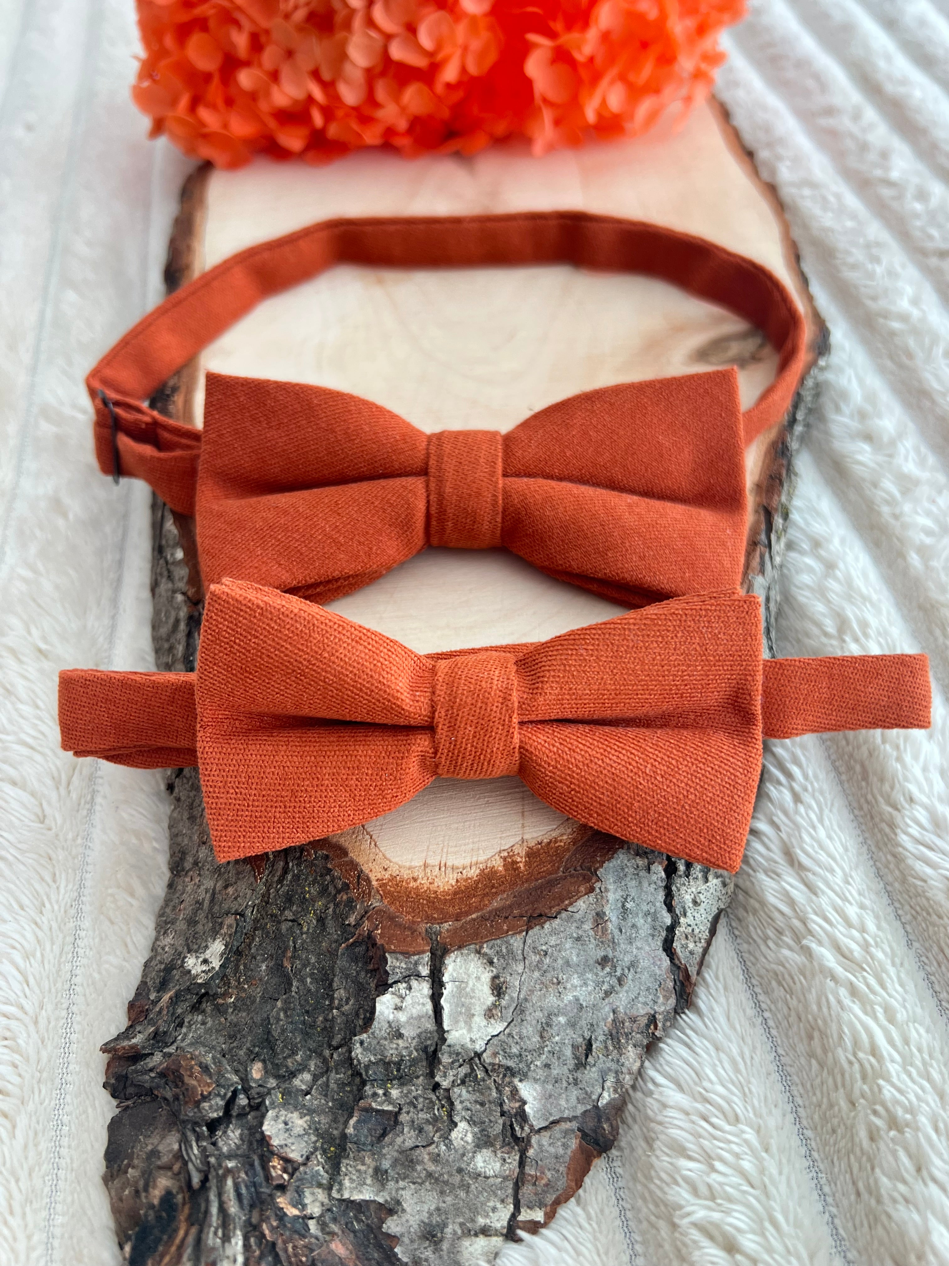 🧡 Lot nœuds papillon Père & Fils – Terracotta 🧡