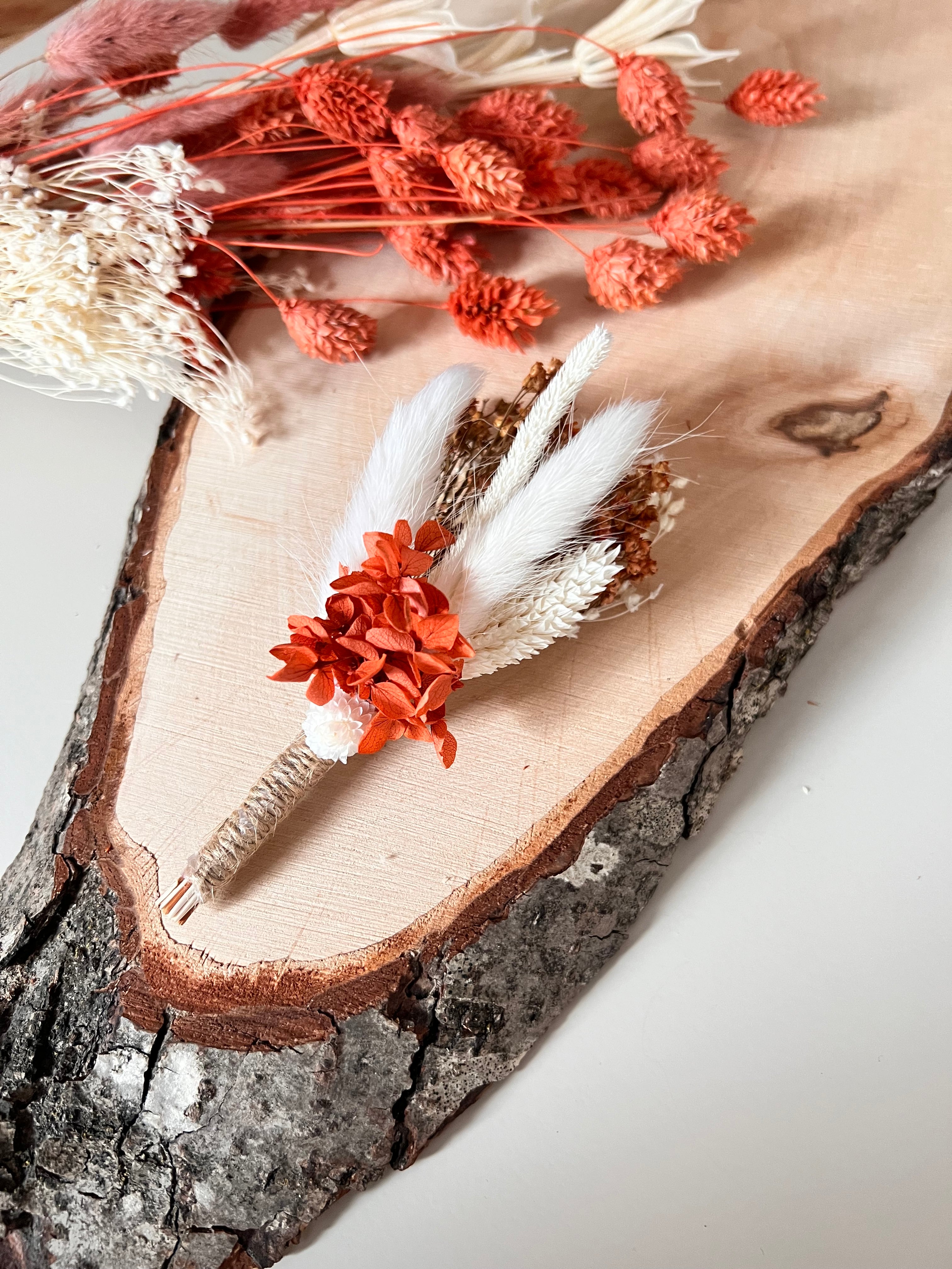 🌸 Boutonnière Homme Terracotta en Fleurs séchées 🌸 Collection ALBA