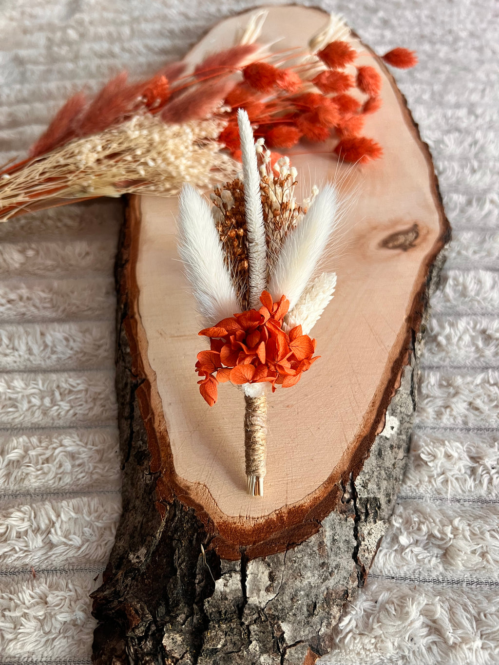 🌸 Boutonnière Homme Terracotta en Fleurs séchées 🌸 Collection ALBA