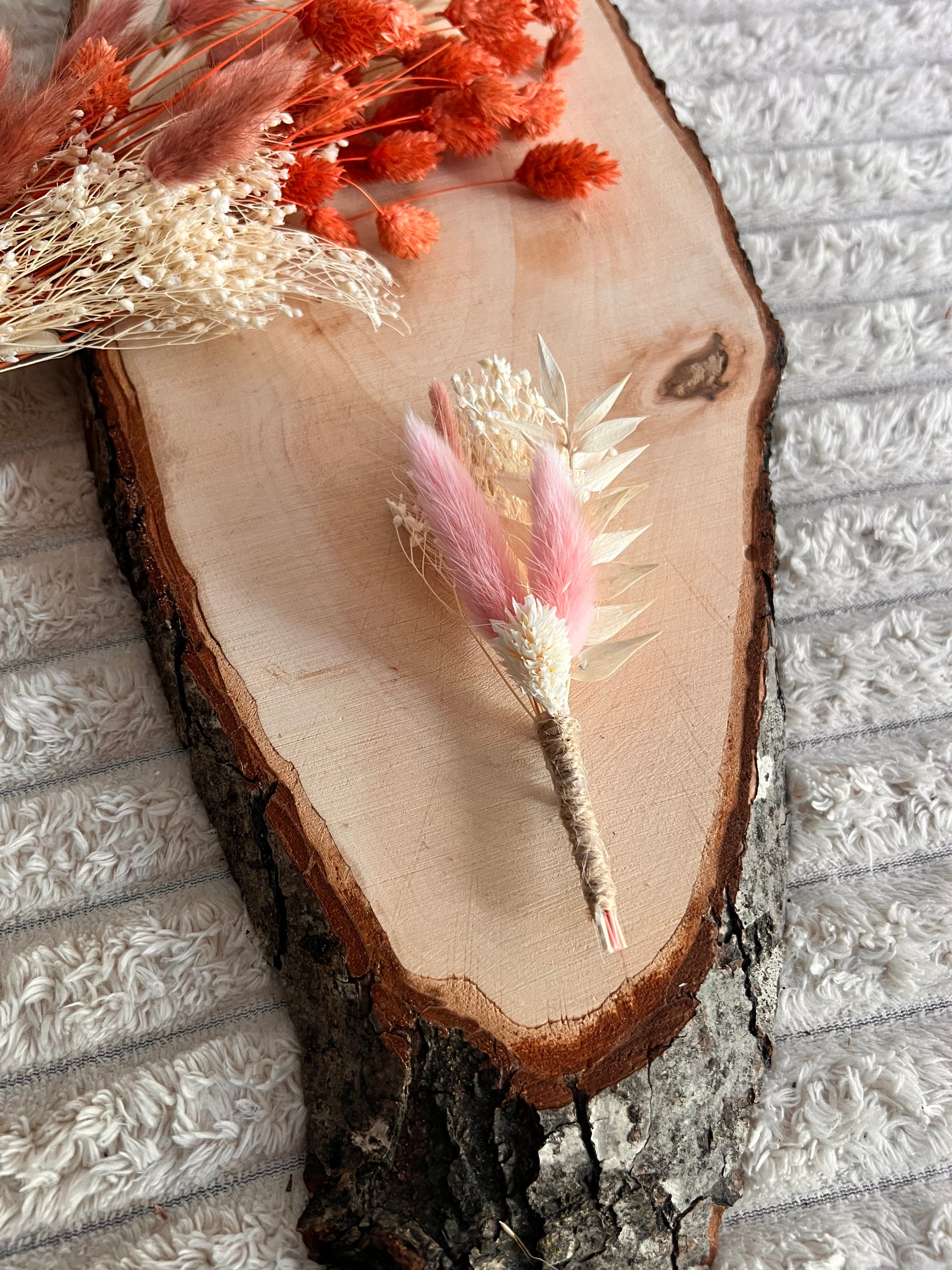 Boutonnière Homme en Fleurs Séchées | Rose Poudré | Mariage & Cérémonie