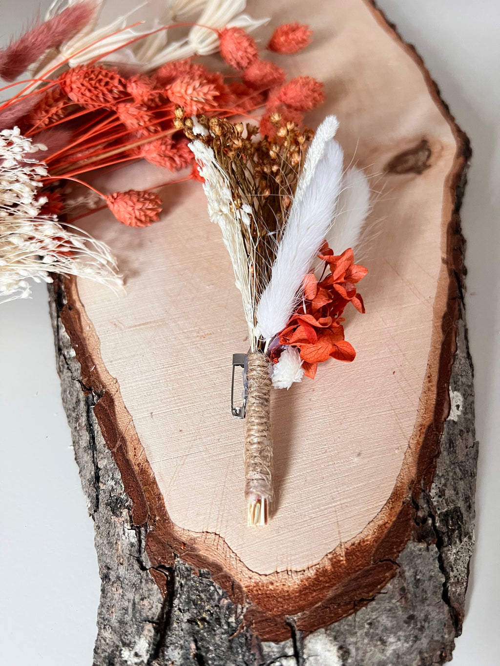 🌸 Boutonnière Homme Terracotta en Fleurs séchées 🌸 Collection ALBA