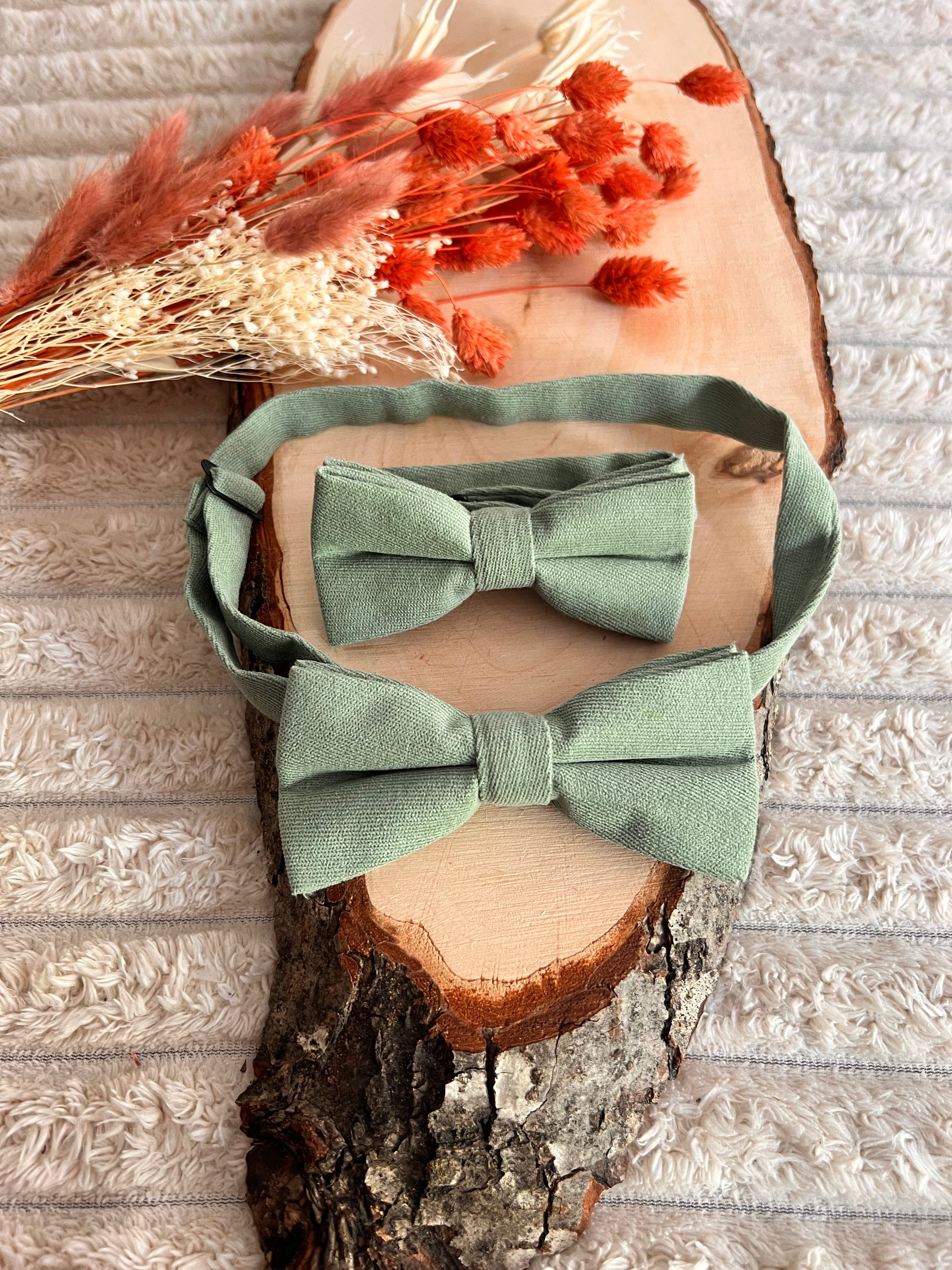 🌿 Lot nœuds papillon - Père & Fils – Vert sauge 🌿