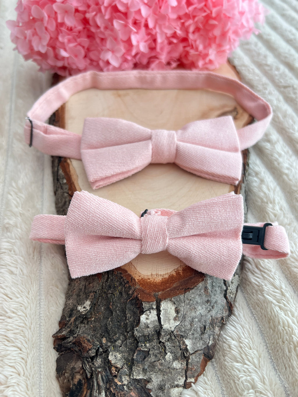 Lot nœuds papillon Père & Fils - Rose poudré – Mariage et cérémonie - Collection Rosalie